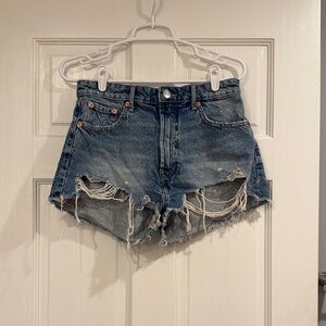 ZARA distressed denim shorts size 6 blue cotton